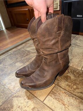 Durango Brown Leather Cowboy Heeled Boots